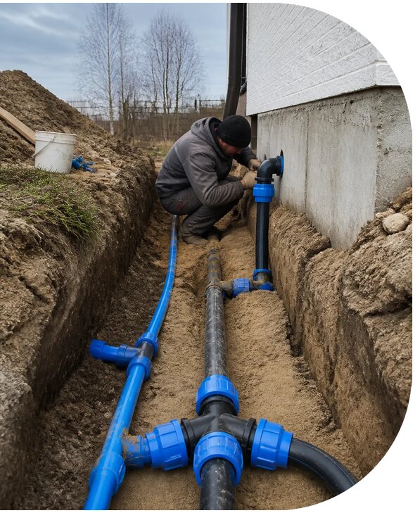 Монтаж наружного водопровода на участке под ключ в Гукове